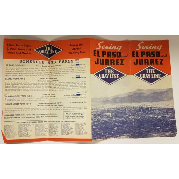 Seeing El Paso & Juarez Travel Brochure, Grey Line Bus Tours, 1940s (TB1) - Picture 3 of 3